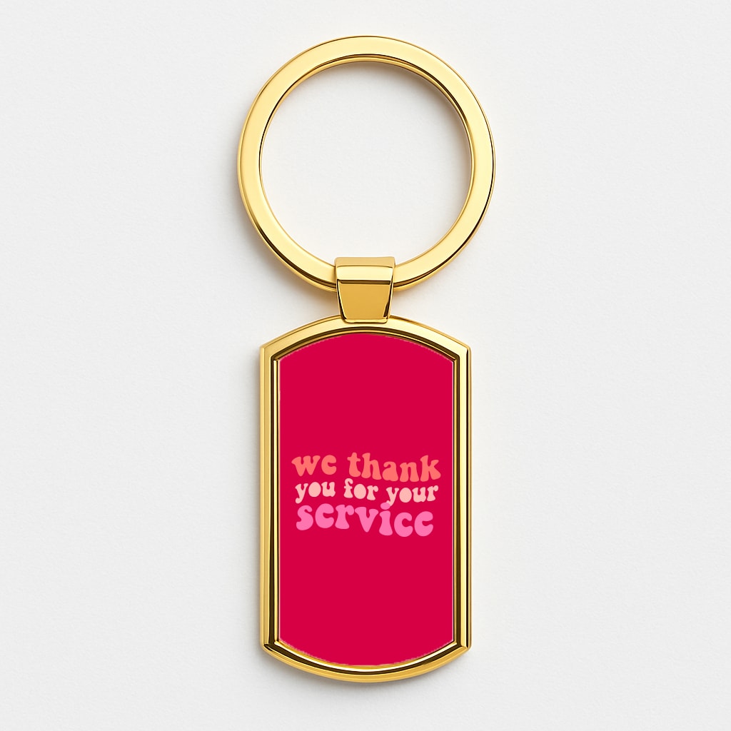 We Thank You For Your Service - Heart TV Gold Keyring