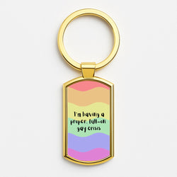 Gay Crisis - Heart TV Gold Keyring