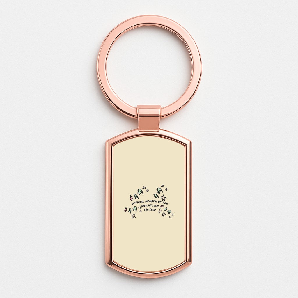 Official Member Of The Nick Nelson Fan Club - Heart TV Rose Gold Keyring