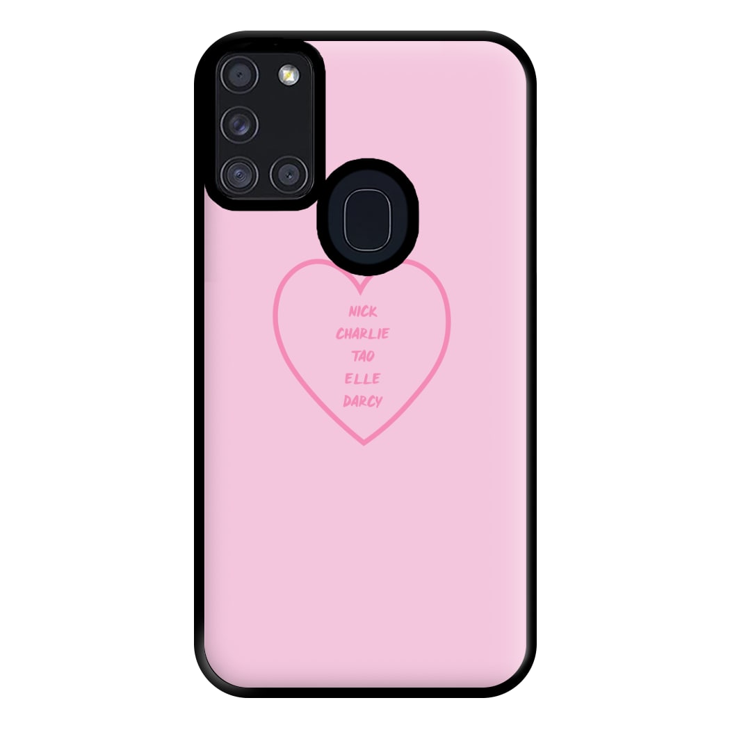 Nick , Charlie , Tao , Elle , Darcy - Heart TV Phone Case for Galaxy A21s