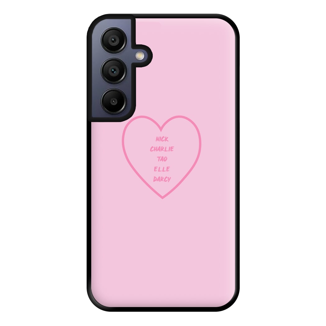 Nick , Charlie , Tao , Elle , Darcy - Heart TV Phone Case for Galaxy A15