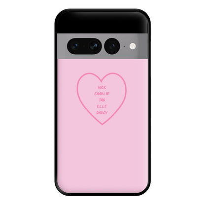 Nick , Charlie , Tao , Elle , Darcy - Heart TV Phone Case for Google Pixel 7 Pro