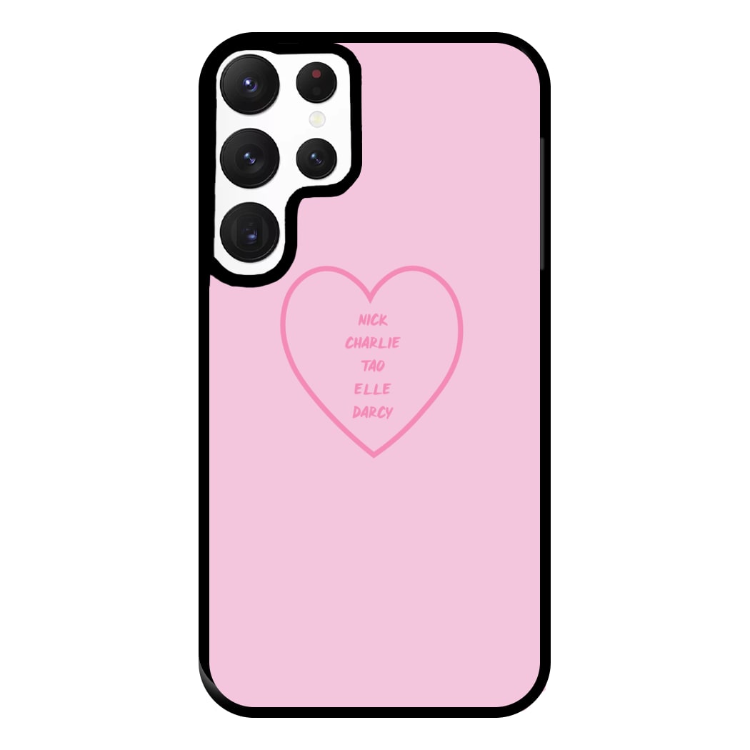 Nick , Charlie , Tao , Elle , Darcy - Heart TV Phone Case for Galaxy S22 Ultra