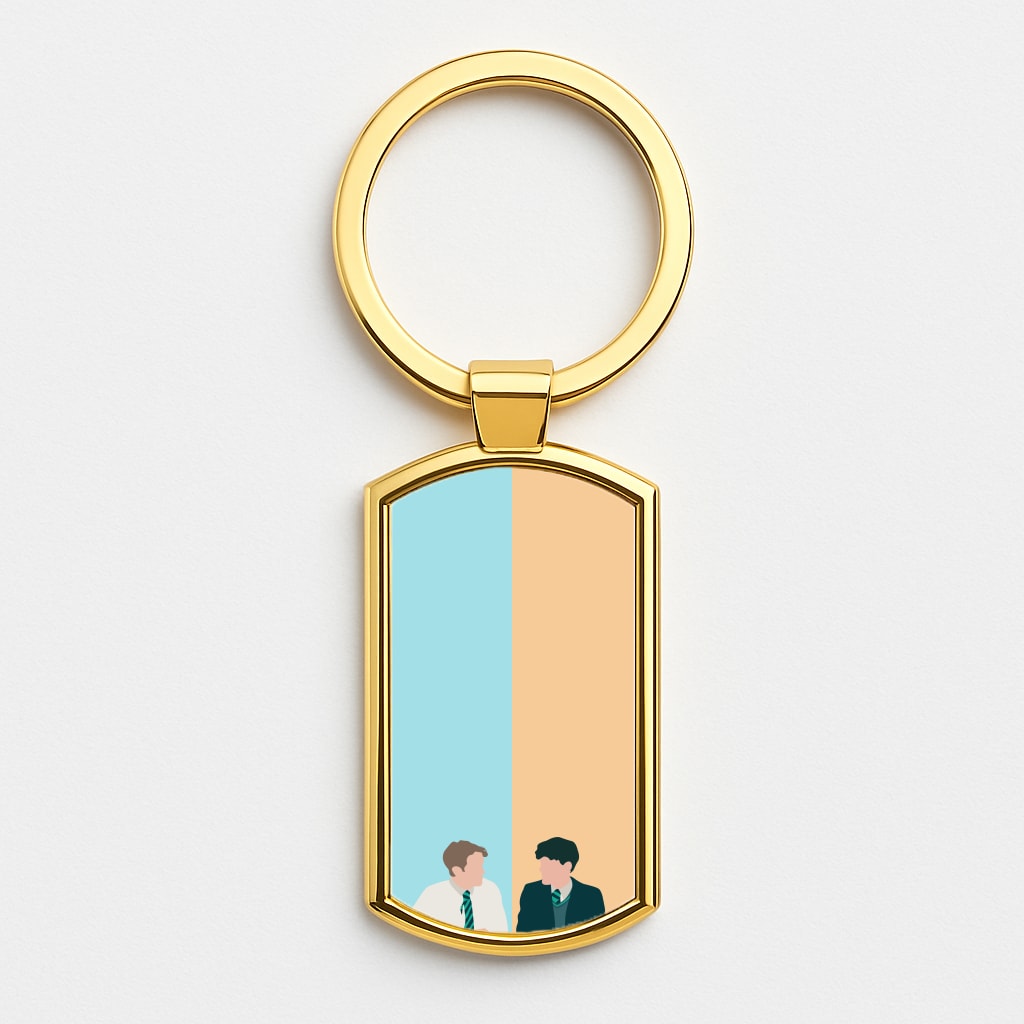 Blue And Yellow - Heart TV Gold Keyring