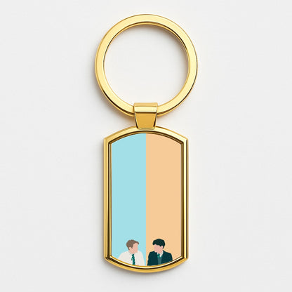 Blue And Yellow - Heart TV Gold Keyring