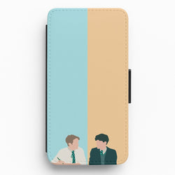 Blue And Yellow - Heart TV Flip / Wallet Phone Case