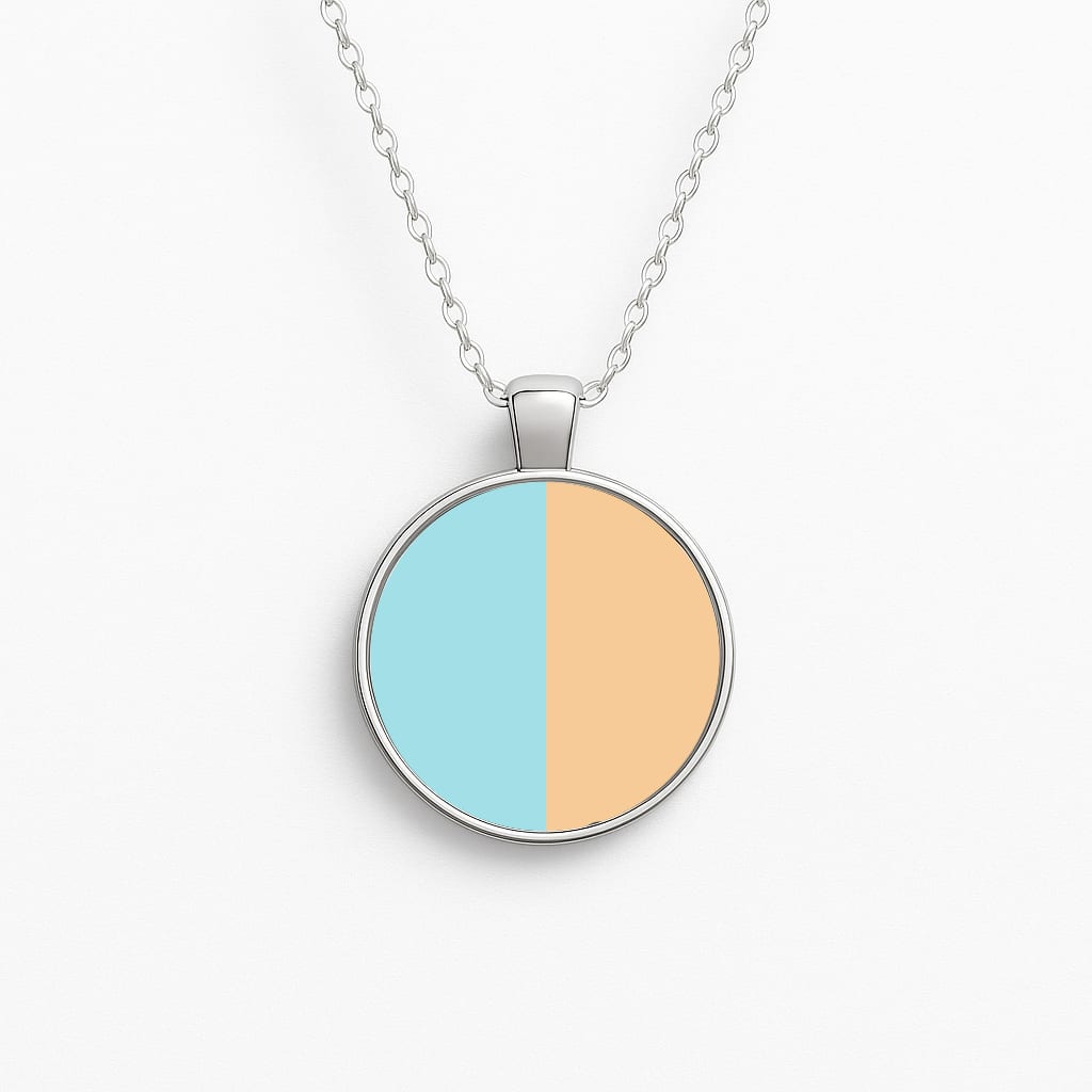 Blue And Yellow - Heart TV Circle Necklace