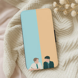 Blue And Yellow - Heart TV Wallet Phone Case