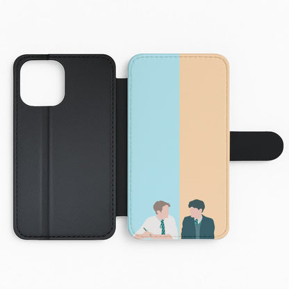 Blue And Yellow - Heart TV Flip Phone Case