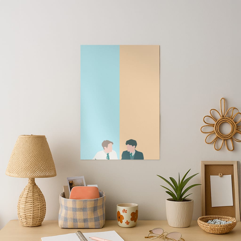 Blue And Yellow - Heart TV Art Print