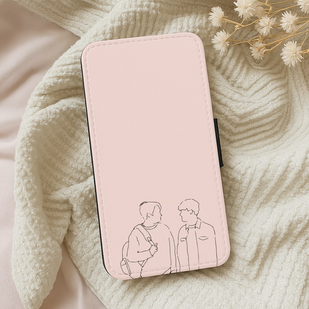 Outline - Heart TV Wallet Phone Case