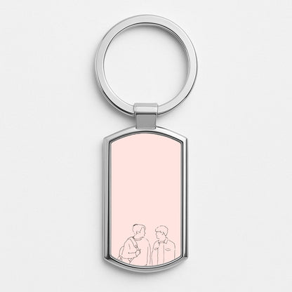 Outline - Heart TV Silver Keyring
