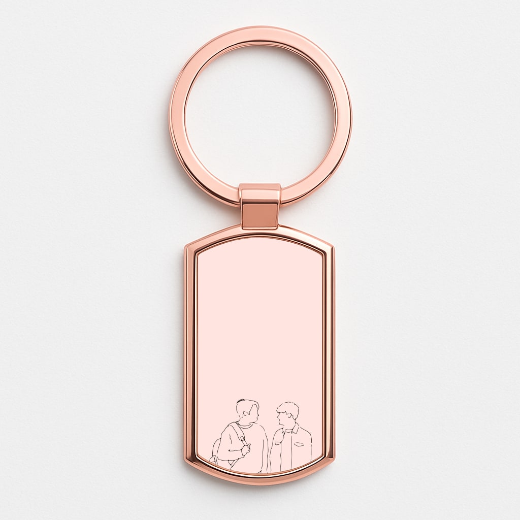 Outline - Heart TV Rose Gold Keyring