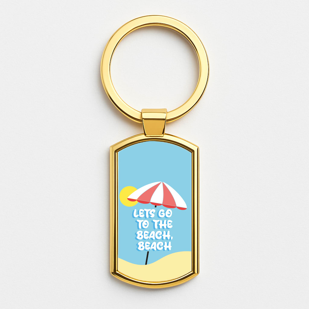 Lets Go To The Beach - Summer Quotes Gold Keyring