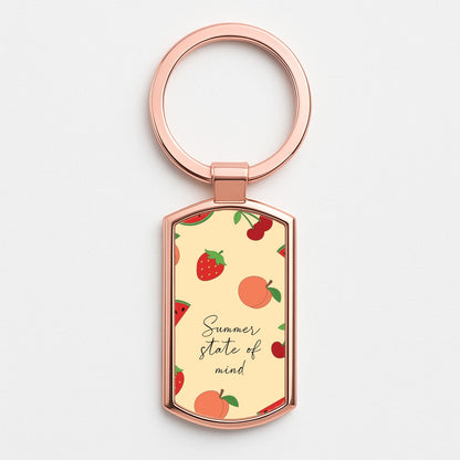 Summer State Of Mind Fruits Pattern Rose Gold Keyring