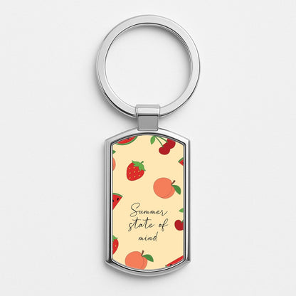 Summer State Of Mind Fruits Pattern Silver Keyring