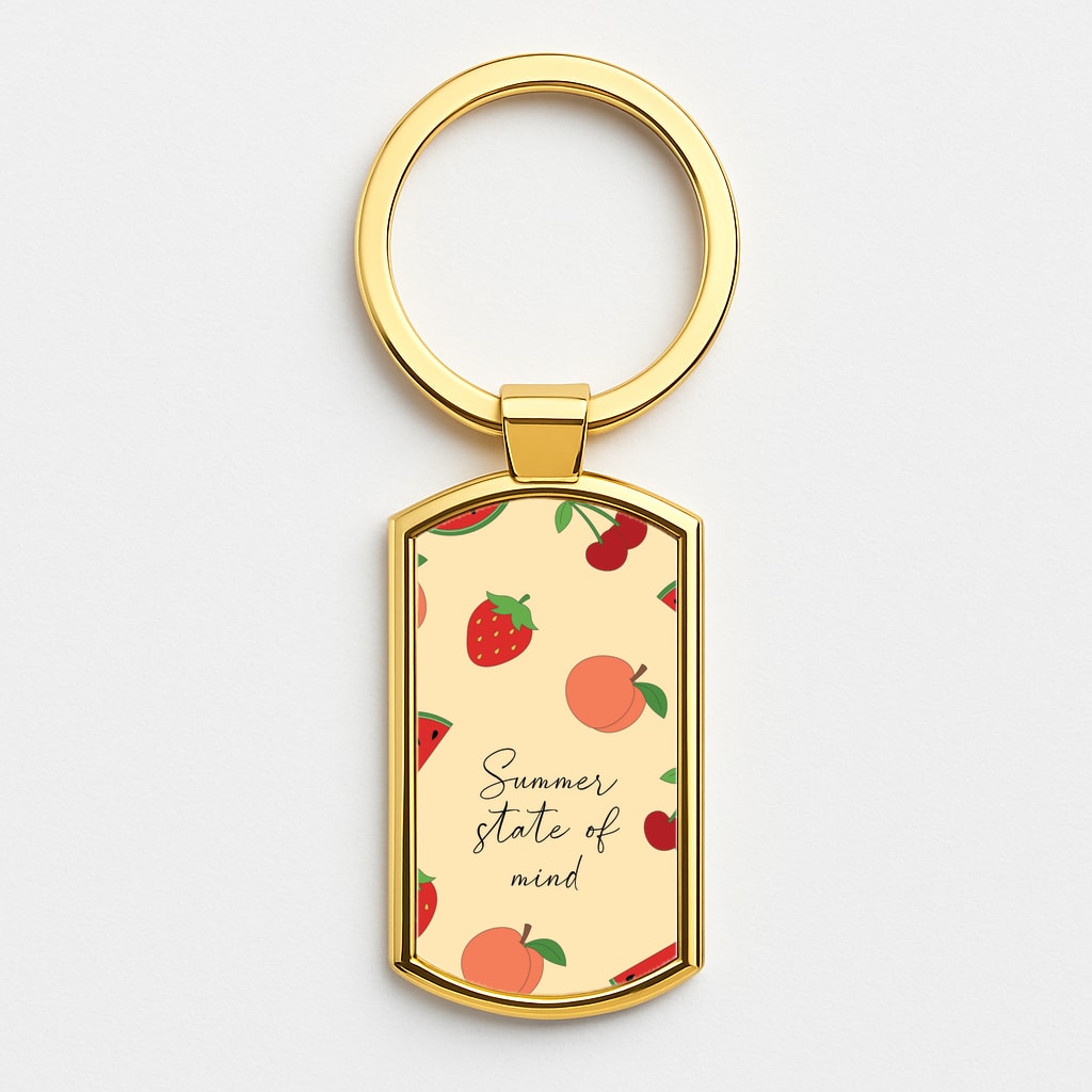 Summer State Of Mind Fruits Pattern Gold Keyring