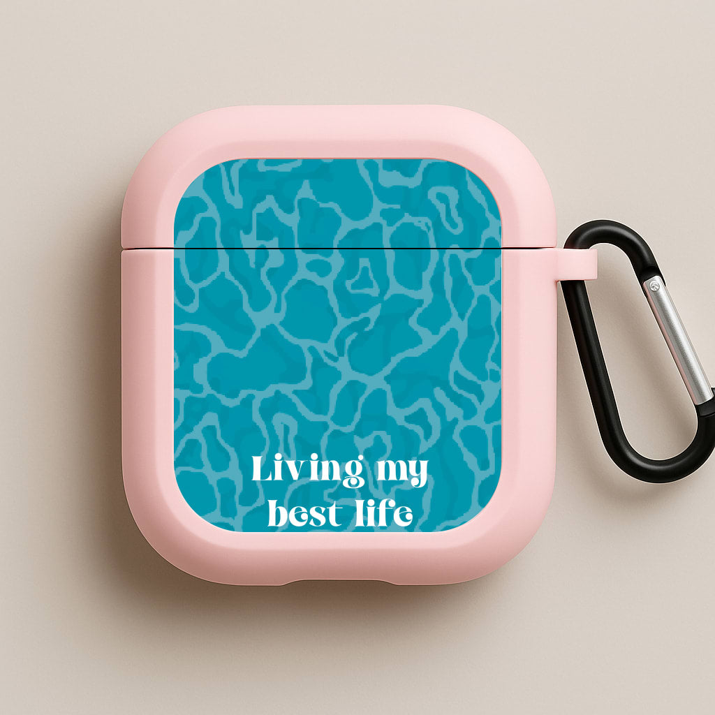 Living My Best Life Water Pattern Pink AirPods Case