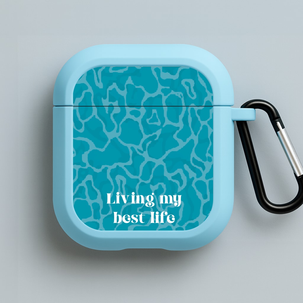 Living My Best Life Water Pattern Blue AirPods Case