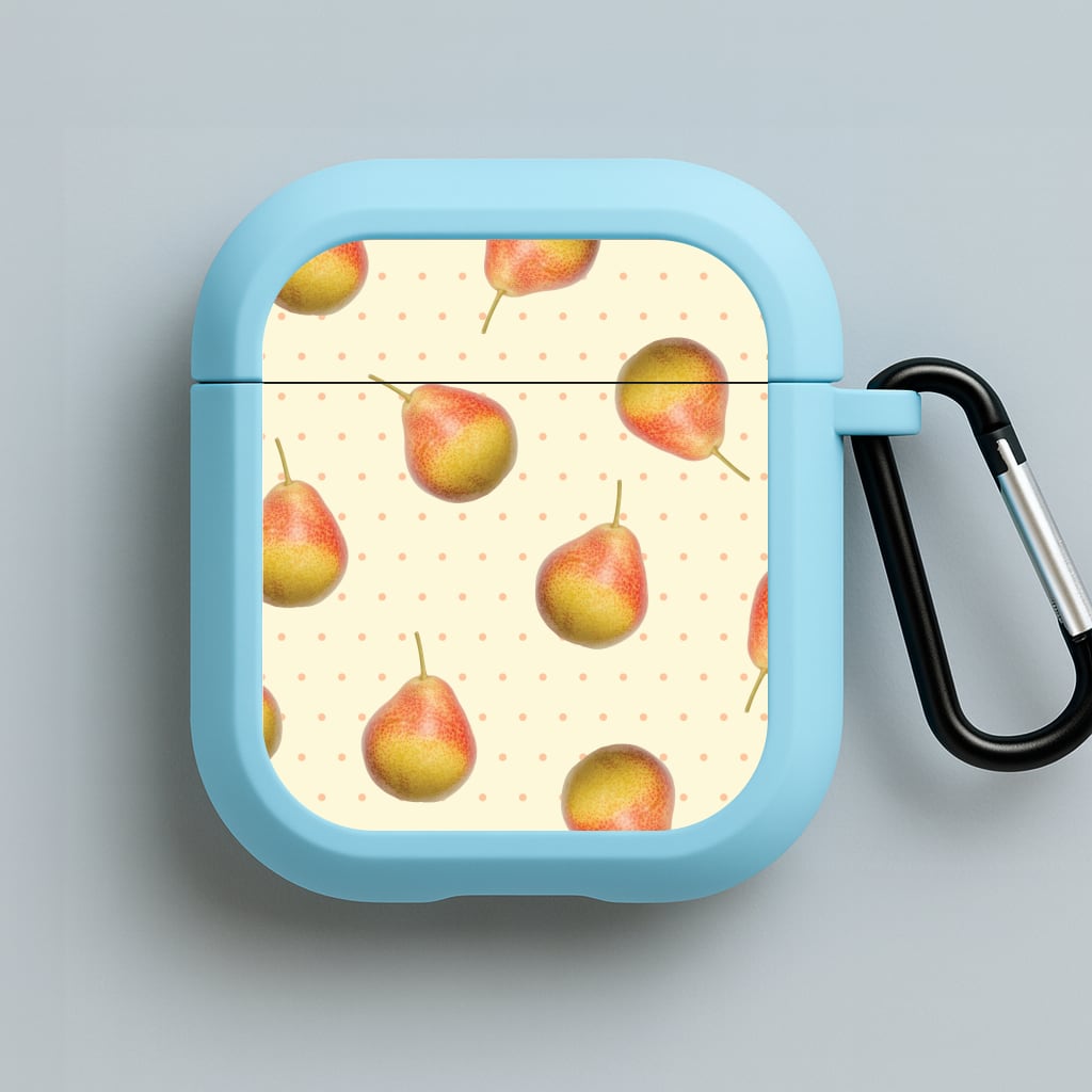 Pears And Polka Dots Pattern Blue AirPods Case