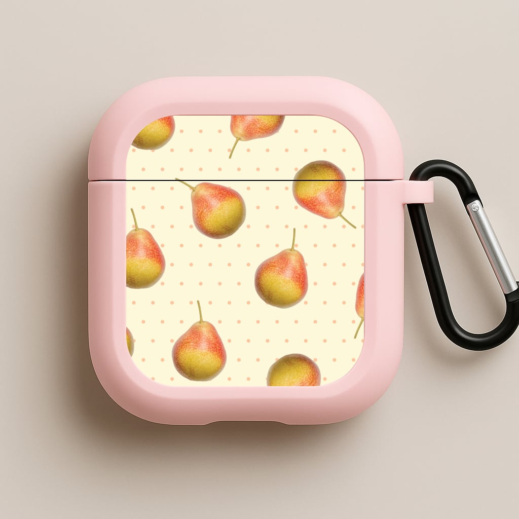 Pears And Polka Dots Pattern Pink AirPods Case