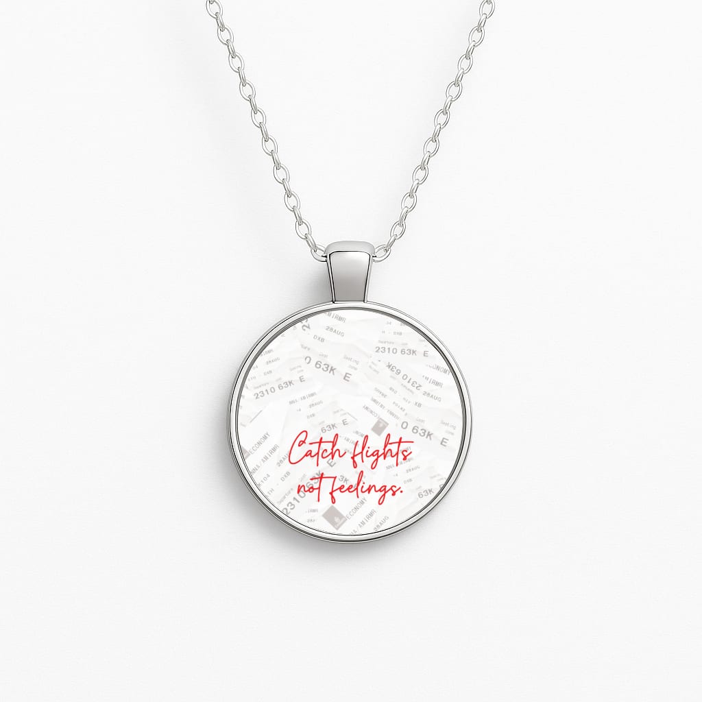 Catch Flights Not Feelings Collage Necklace