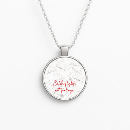 Catch Flights Not Feelings Collage Necklace