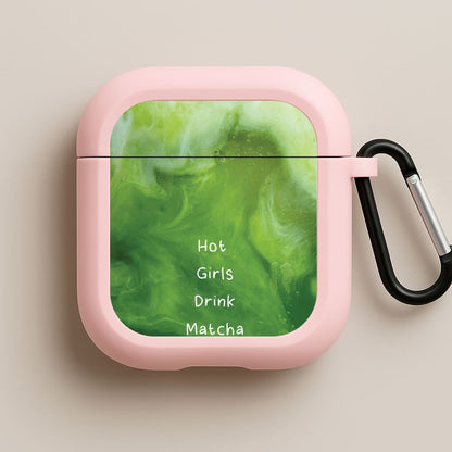 Hot Girls Drink Matcha Pink AirPods Case