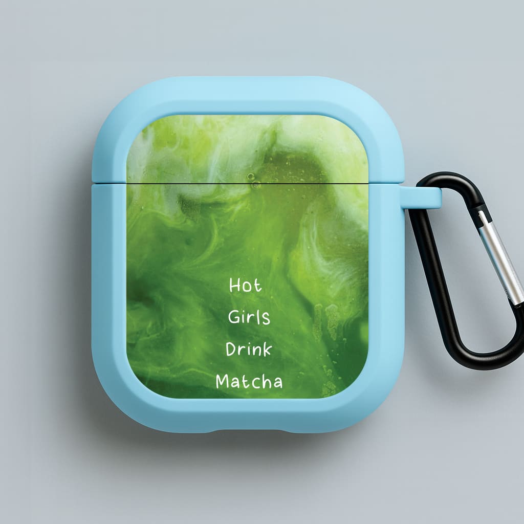 Hot Girls Drink Matcha Blue AirPods Case