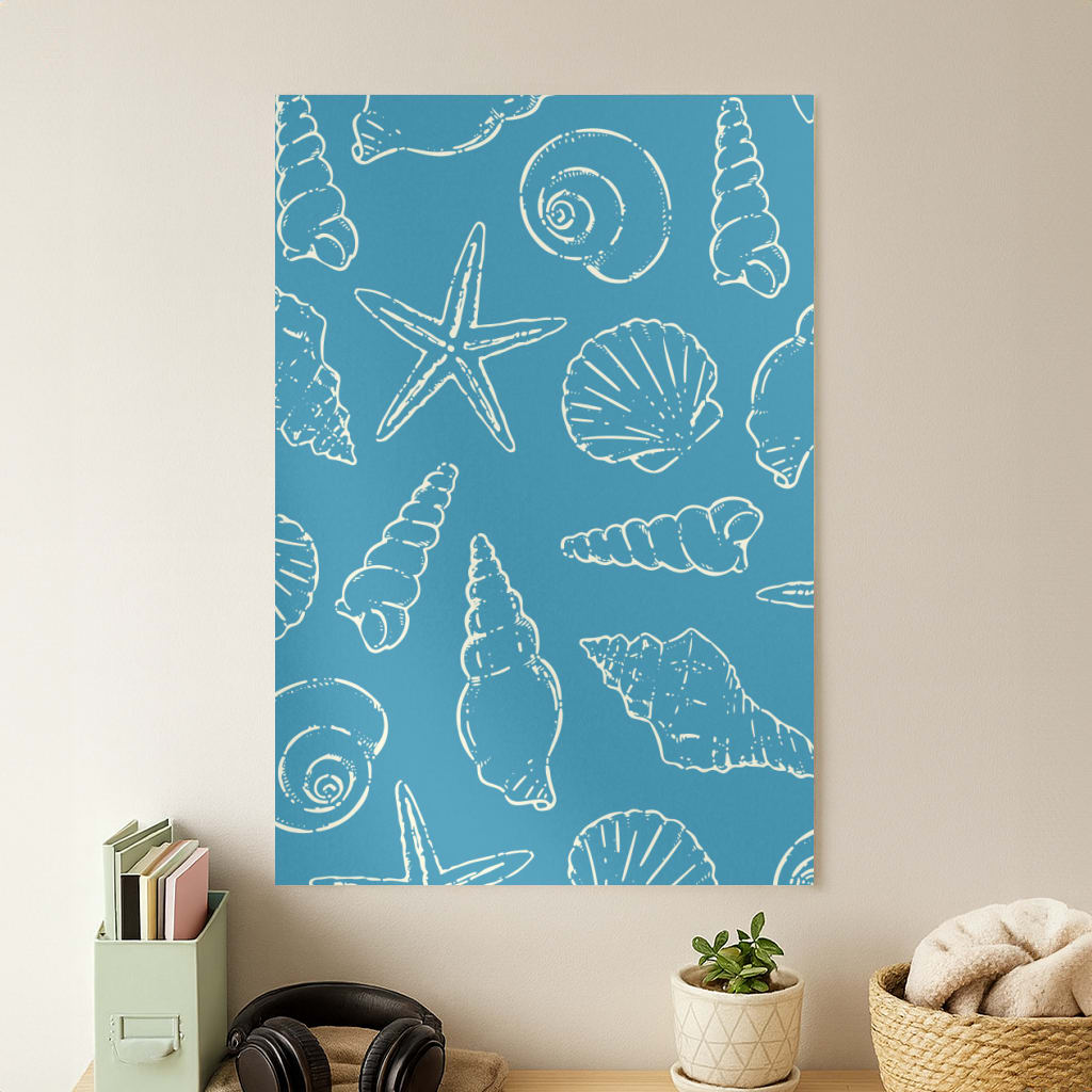 Sketched Shells Pattern Poster