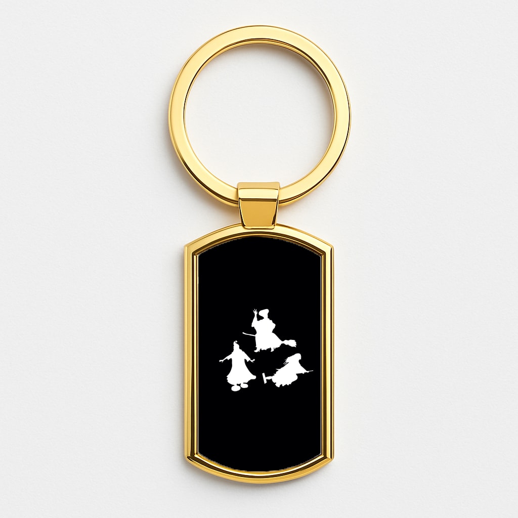 Witches Outline - Hocus Halloween Gold Keyring