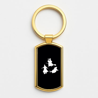 Witches Outline - Hocus Halloween Gold Keyring