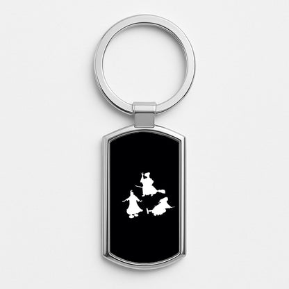 Witches Outline - Hocus Halloween Silver Keyring