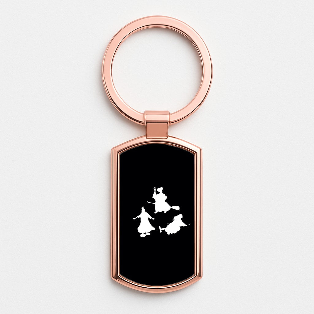 Witches Outline - Hocus Halloween Rose Gold Keyring