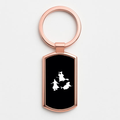 Witches Outline - Hocus Halloween Rose Gold Keyring