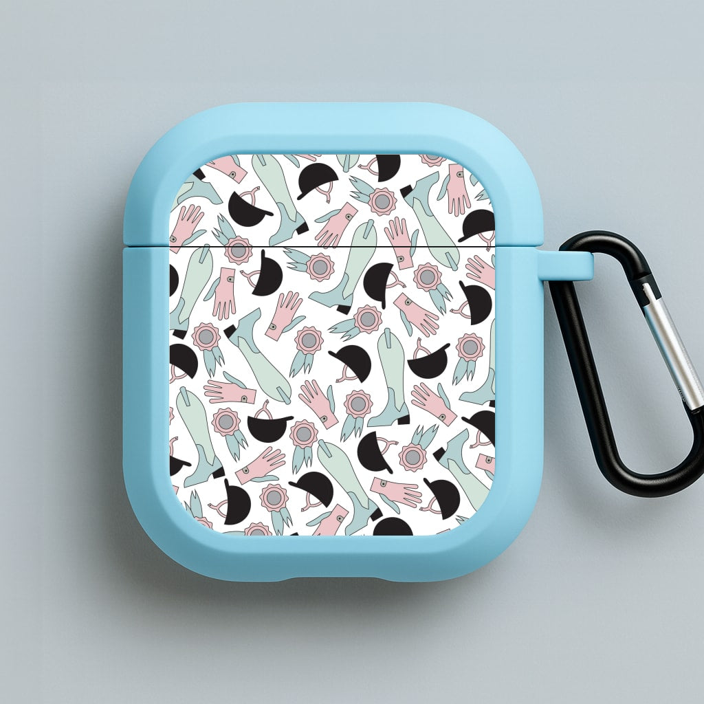 Clothing Patterns - Horses Blue AirPods Case