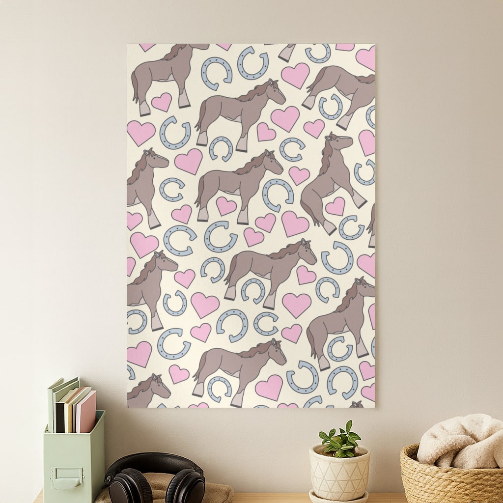 Horses And Horseshoes Pattern - Horses Poster
