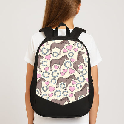 Horses And Horseshoes Pattern - Horses Large School Bag