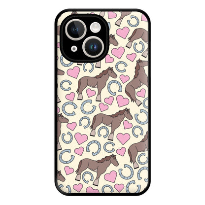 Horses And Horseshoes Pattern - Horses Phone Case for iPhone 14 Plus