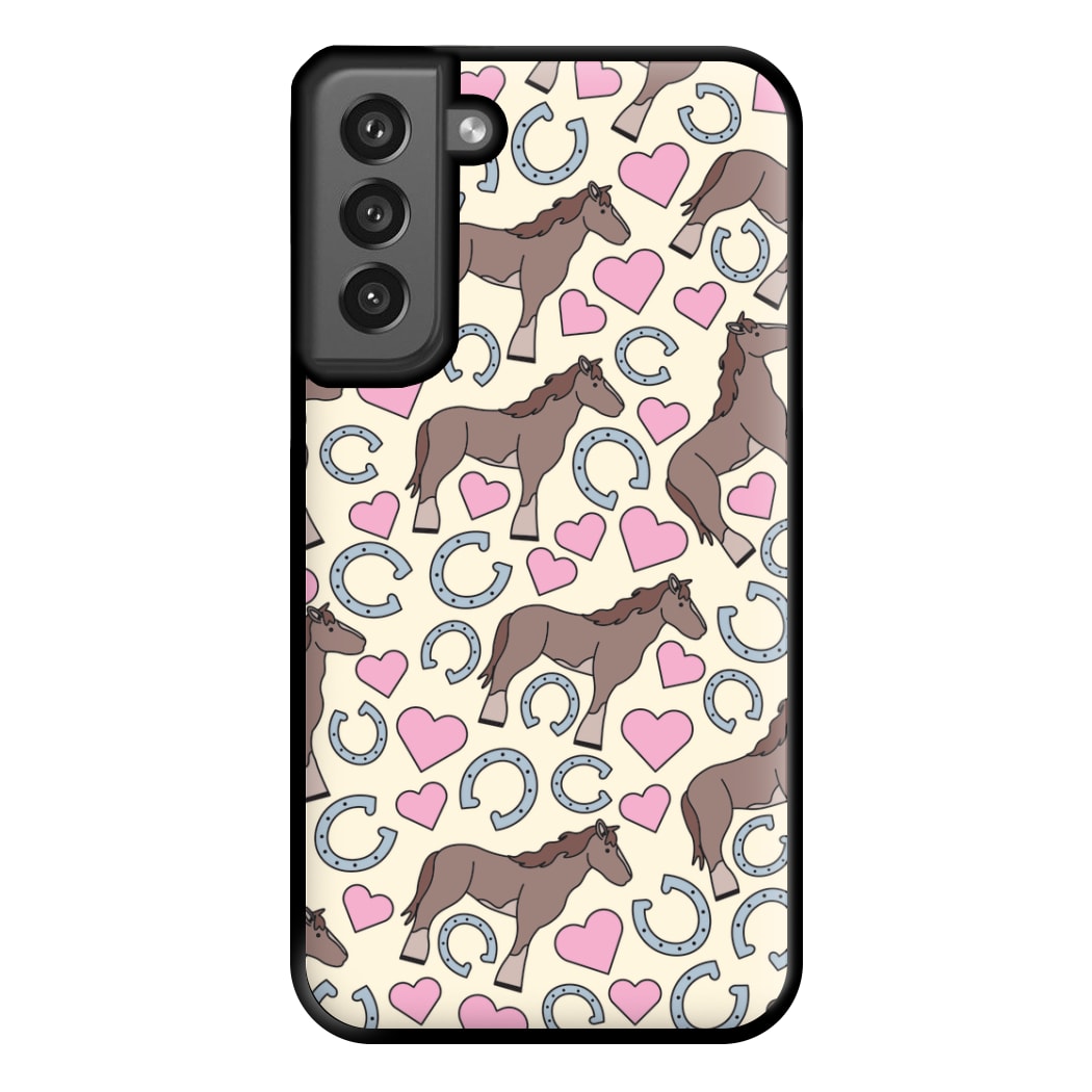 Horses And Horseshoes Pattern - Horses Phone Case for Galaxy S21FE