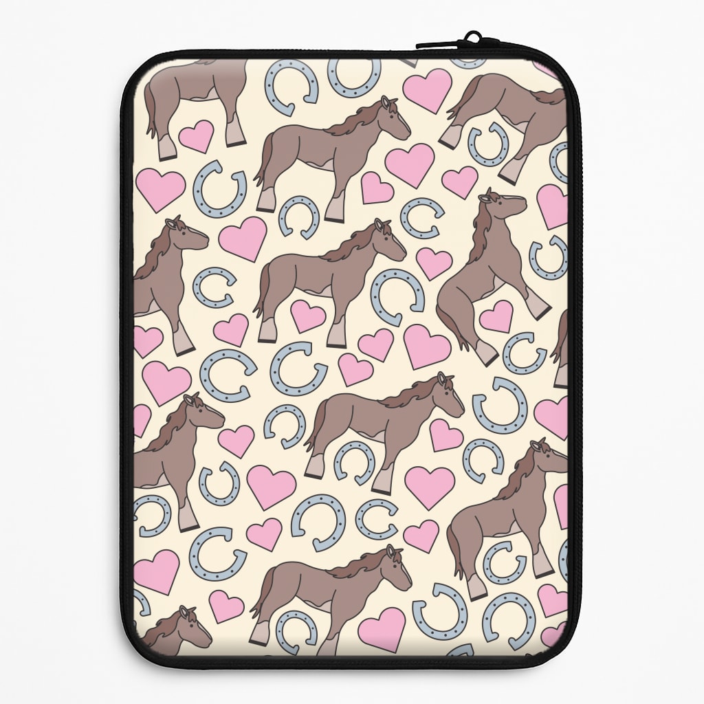 Horses And Horseshoes Pattern - Horses Laptop Sleeve