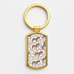 Horses And Horseshoes Pattern - Horses Gold Keyring