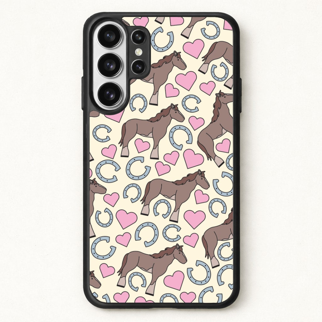 Horses And Horseshoes Pattern - Horses Phone Case for Galaxy S26 Ultra
