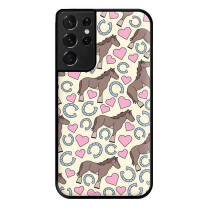 Horses And Horseshoes Pattern - Horses Phone Case for Galaxy S21 Ultra