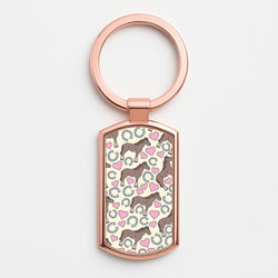 Horses And Horseshoes Pattern - Horses Rose Gold Keyring
