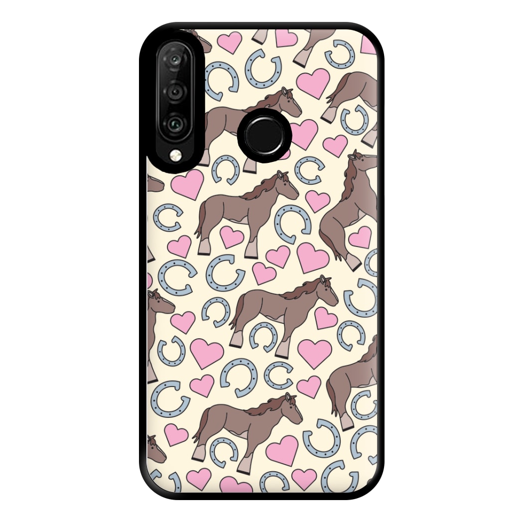 Horses And Horseshoes Pattern - Horses Phone Case for Huawei P30 Lite