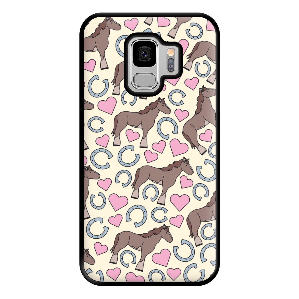 Horses And Horseshoes Pattern - Horses Phone Case for Galaxy S9 Plus