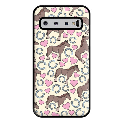 Horses And Horseshoes Pattern - Horses Phone Case for Galaxy S10 Plus