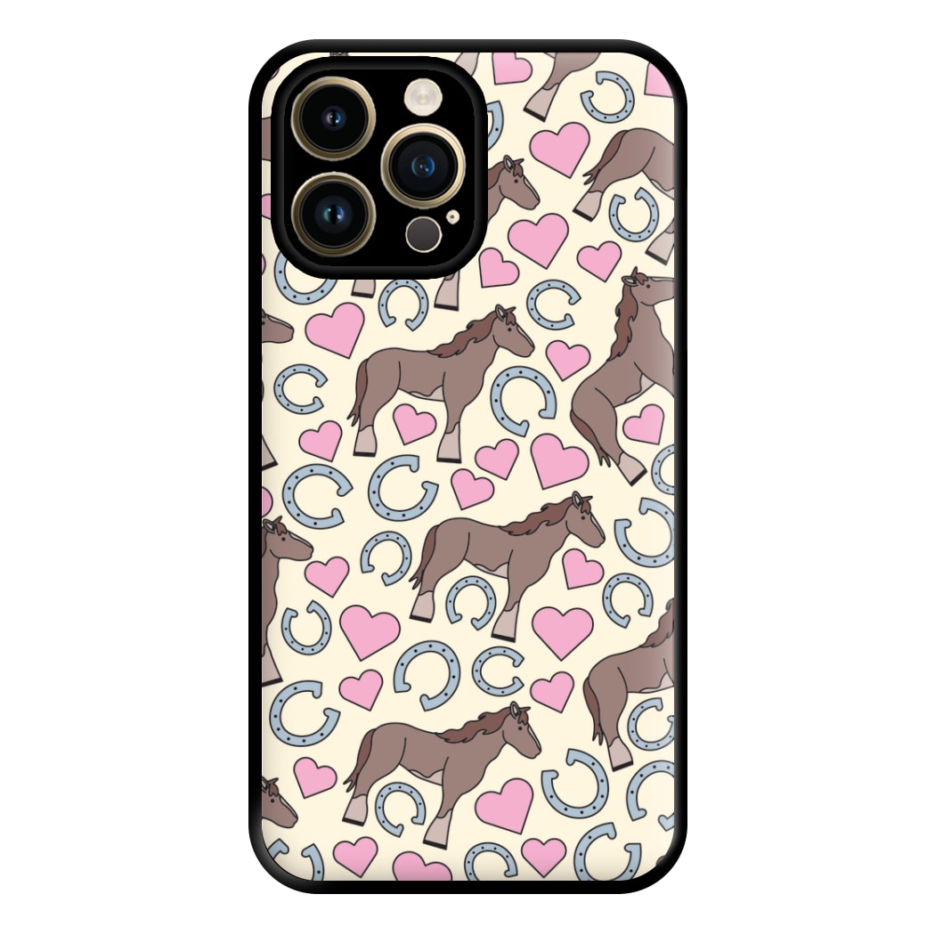 Horses And Horseshoes Pattern - Horses Phone Case for iPhone 14 Pro Max