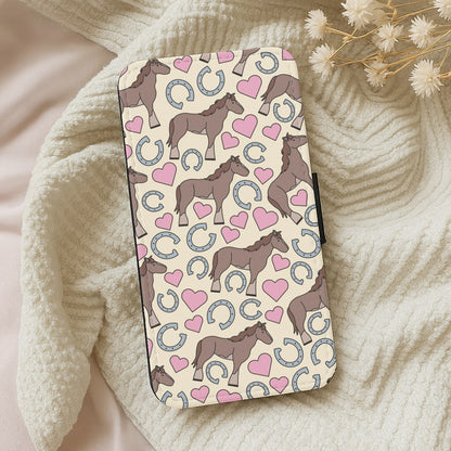 Horses And Horseshoes Pattern - Horses Wallet Phone Case